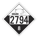 UN#2794 Corrosive Stock Numbered Placard