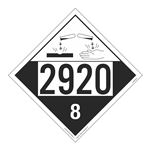 UN#2920 Corrosive Stock Numbered Placard