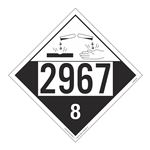 UN#2967 Corrosive Stock Numbered Placard