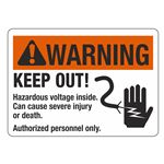 Warning Keep Out Hazardous Voltage 10  x 14