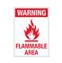 Warning Flammable Area Sign -  Aluminum 10" x 14"